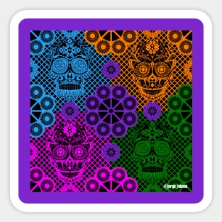 wall of death with a smile in picnic paper art ecopop tribal zentangle Sticker
